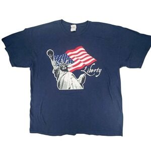 Statue of Liberty USA Flag Graphic T Shirt Gildan Heavy Cotton‎ XL Patriotic